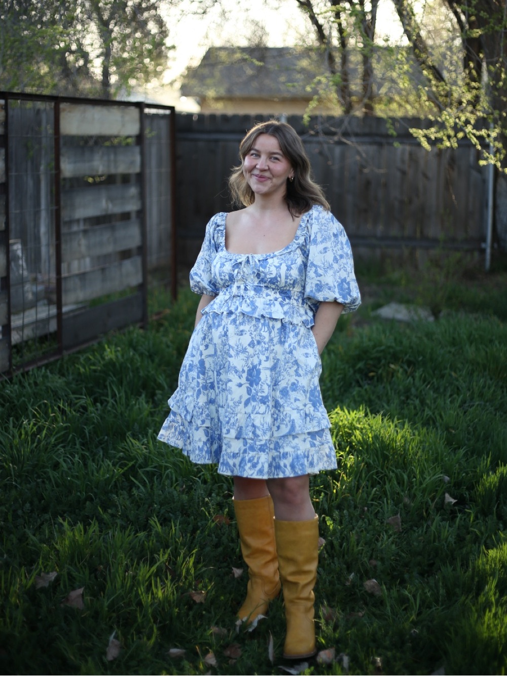 AUREUM Light Blue and White Floral Sundress